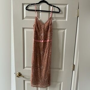 Tracy Reese deep orange Embroidered Midi Dress